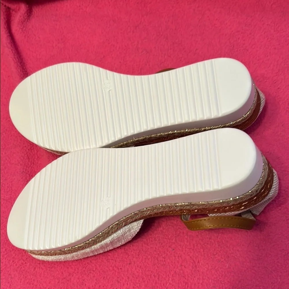 SHEIN Cream Espadrille Ankle Strap Flats